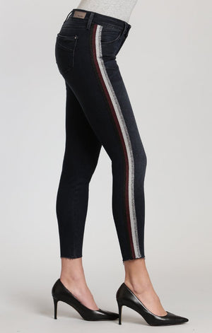 ADRIANA ANKLE SUPER SKINNY IN INK SHINY STRIPE DENIM - Mavi Jeans