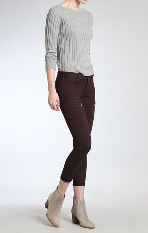 KARLINA ZIP SKINNY IN WINE TWILL - Mavi Jeans