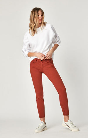 ALEXA ANKLE SKINNY IN BURNT HENNA SATEEN - Mavi Jeans