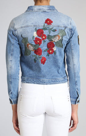 ARIANA DENIM JACKET IN MID EMBROIDERY - Mavi Jeans