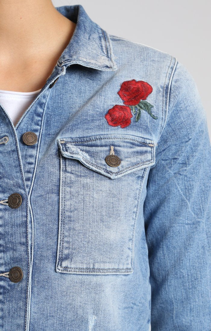 ARIANA DENIM JACKET IN MID EMBROIDERY - Mavi Jeans