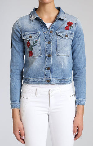 ARIANA DENIM JACKET IN MID EMBROIDERY - Mavi Jeans