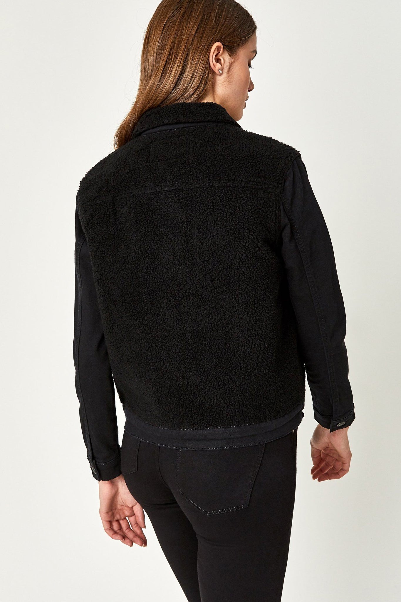 KATY JACKET IN BLACK SHERPA - Mavi Jeans