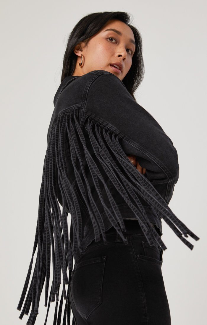 LUNA JACKET IN SMOKE FRINGE GOLD ICON - Mavi Jeans