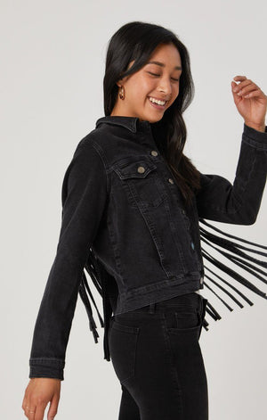 LUNA JACKET IN SMOKE FRINGE GOLD ICON - Mavi Jeans