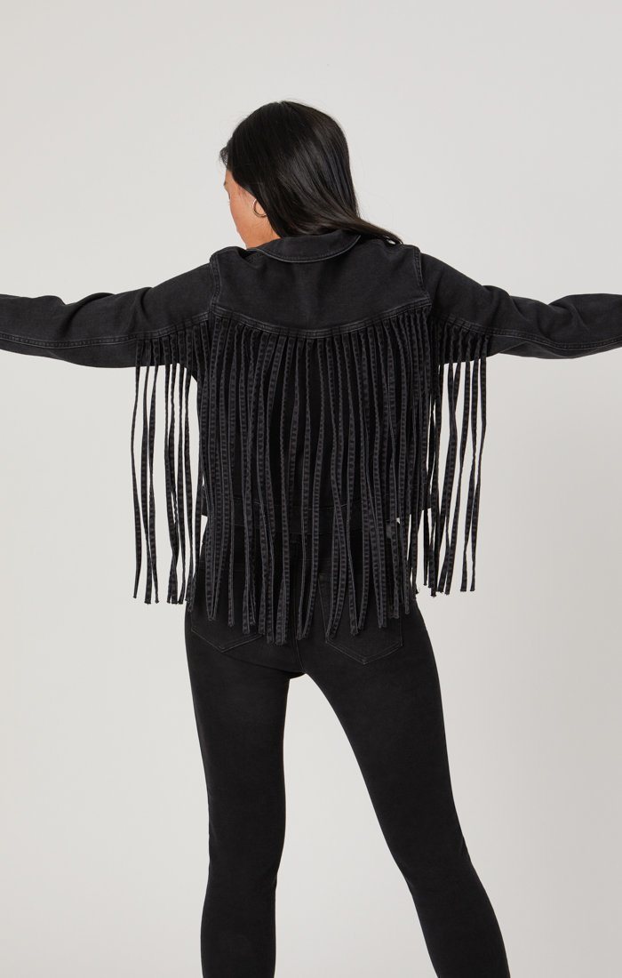 LUNA JACKET IN SMOKE FRINGE GOLD ICON - Mavi Jeans