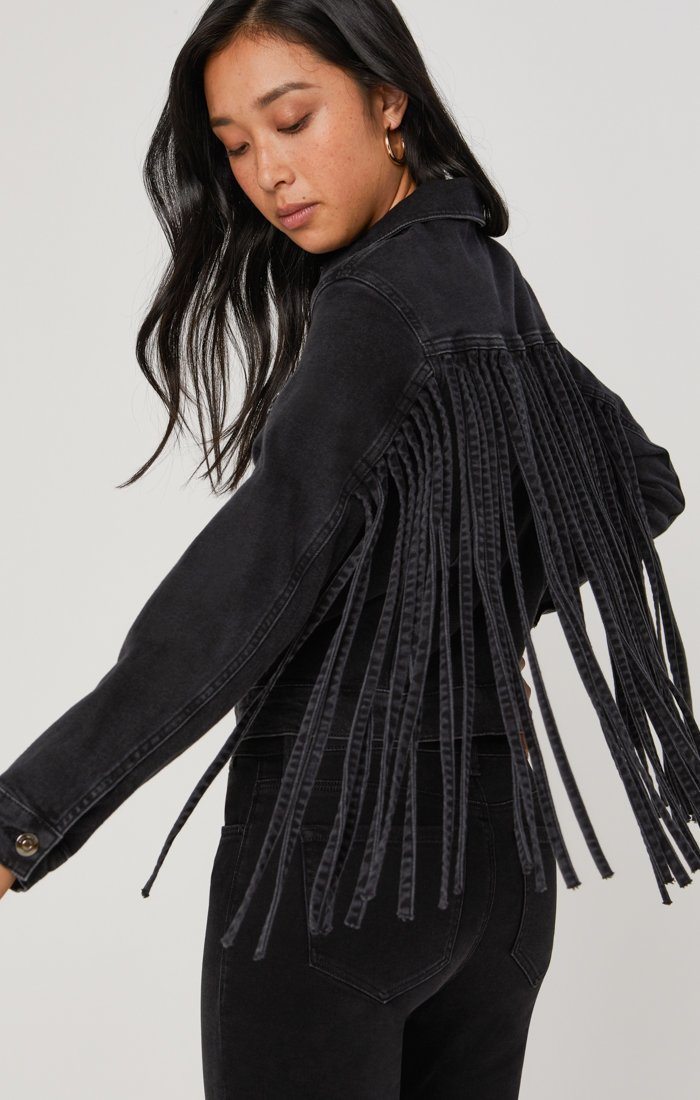 LUNA JACKET IN SMOKE FRINGE GOLD ICON - Mavi Jeans