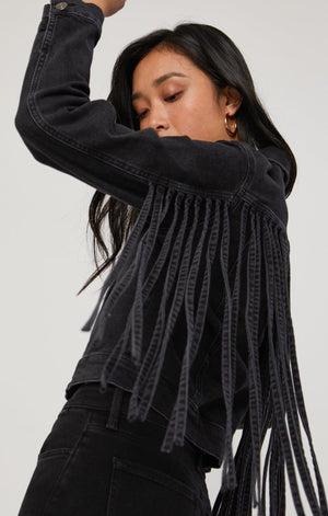 LUNA JACKET IN SMOKE FRINGE GOLD ICON - Mavi Jeans