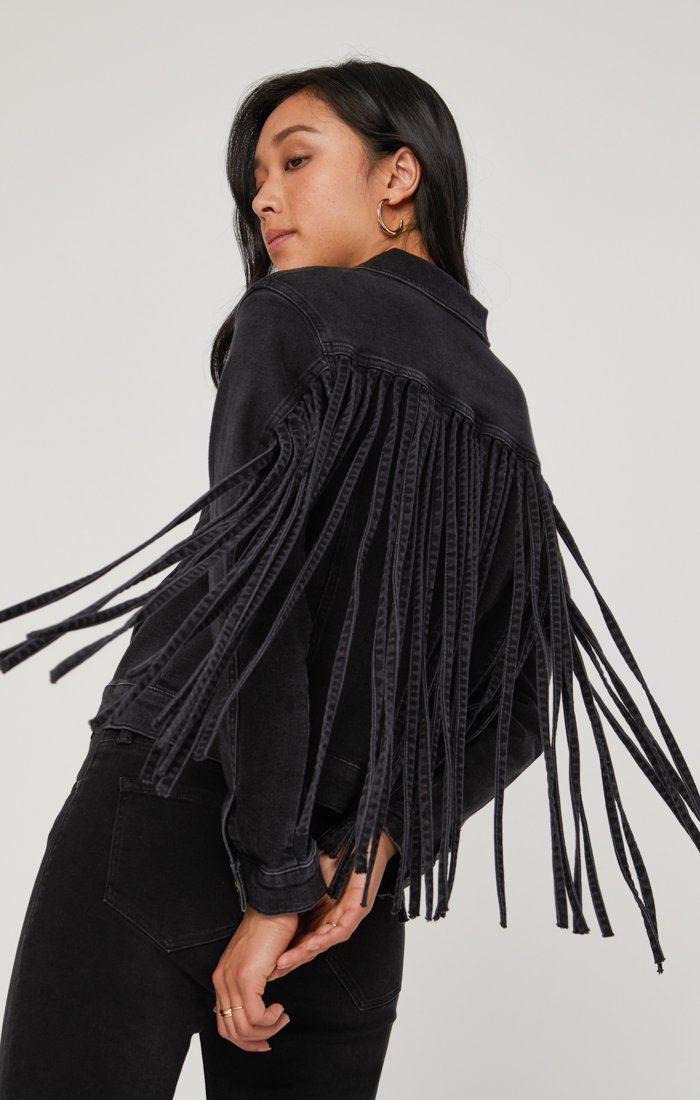 LUNA JACKET IN SMOKE FRINGE GOLD ICON - Mavi Jeans