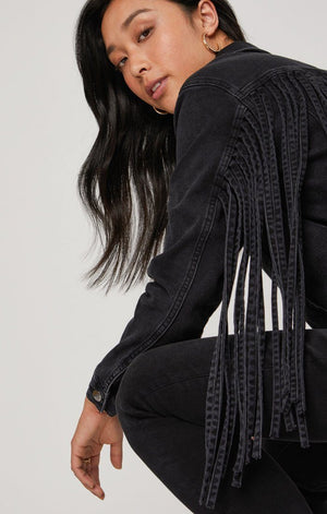 LUNA JACKET IN SMOKE FRINGE GOLD ICON - Mavi Jeans