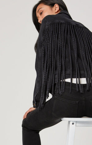 LUNA JACKET IN SMOKE FRINGE GOLD ICON - Mavi Jeans