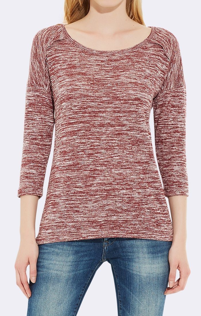 THREE-QUARTER SLEEVE TOP - WINE - Mavi Jeans