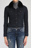 SAMANTHA DENIM JACKET IN INK FAKE FUR - Mavi Jeans