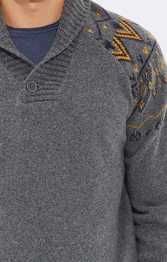 SHAWL NECK PRINT SWEATER - Mavi Jeans