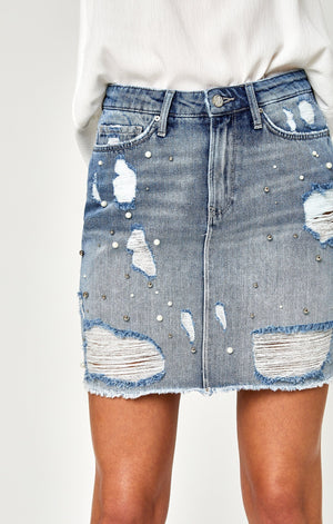 FRIDA SKIRT IN LT RIPPED PEARL - Mavi Jeans