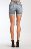 PIXIE SHORTS IN MID RIPPED PATCH VINTAGE - Mavi Jeans
