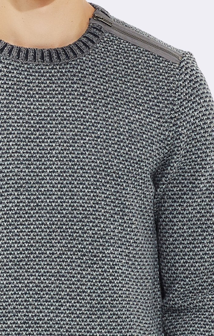 ZIP-DETAIL SWEATER - GREY - Mavi Jeans