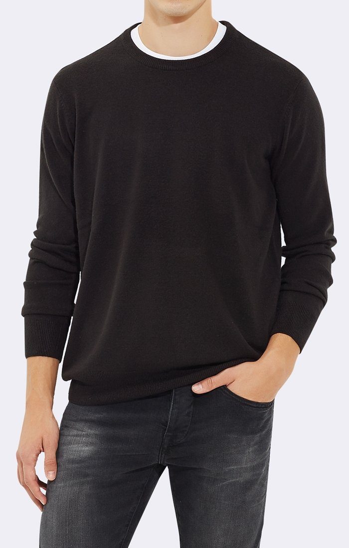 CREW NECK SWEATER - BLACK - Mavi Jeans