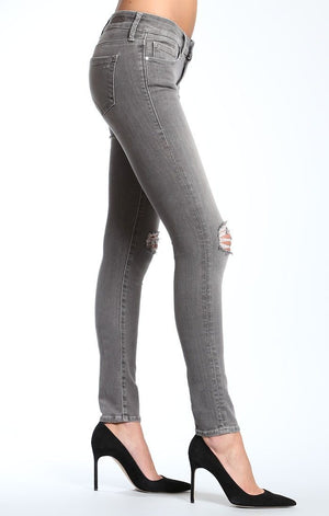 SERENA PETITE SUPER SKINNY IN GREY RIPPED - Mavi Jeans