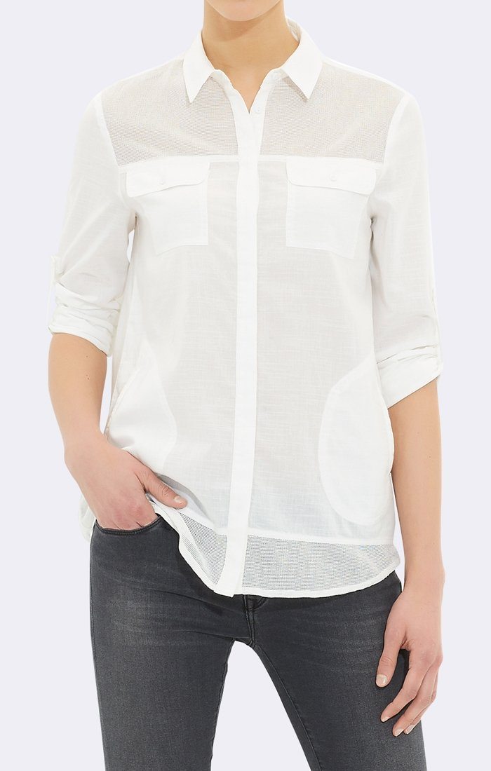 FOLDED SLEEVE SHIRT ANTIQUE WHITE - Mavi Jeans