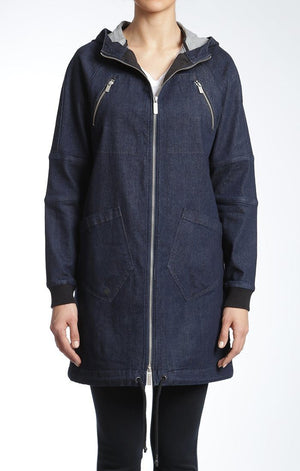 SARA HOODED JACKET IN RINSE DENIM - Mavi Jeans