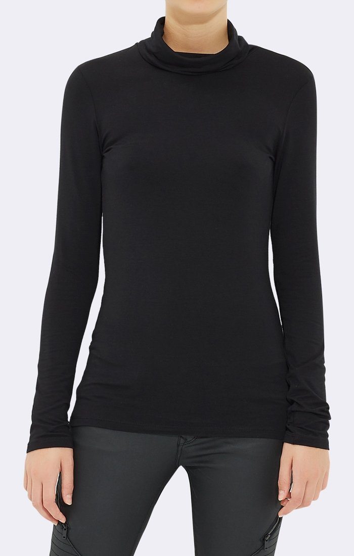 FITTED TURTLE NECK - BLACK - Mavi Jeans