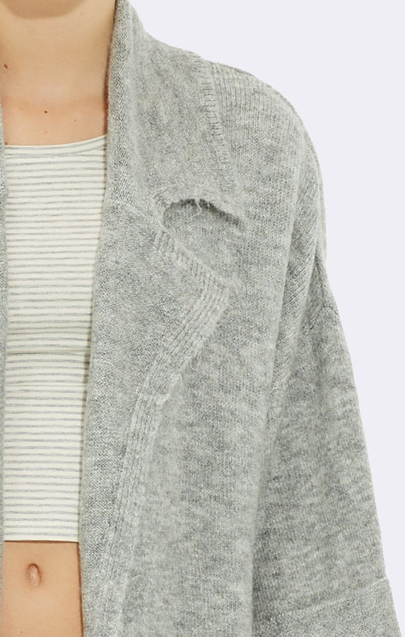 COLLARED CARDIGAN - GREY MELANGE - Mavi Jeans