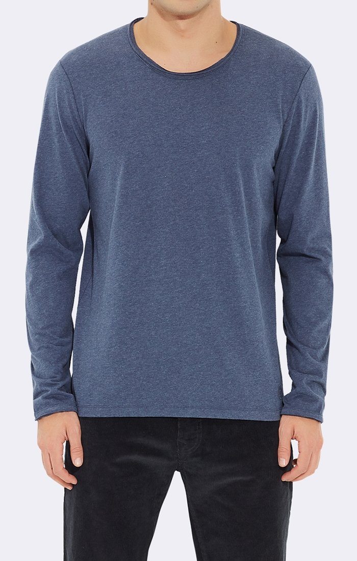 LONG SLEEVE CREW - HEATHER BLUE - Mavi Jeans