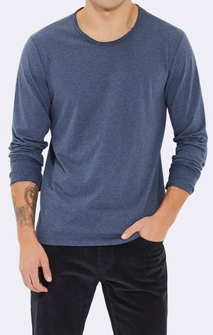 LONG SLEEVE CREW - HEATHER BLUE - Mavi Jeans