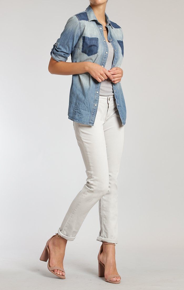 EMMA SLIM BOYFRIEND IN STONE TWILL - Mavi Jeans