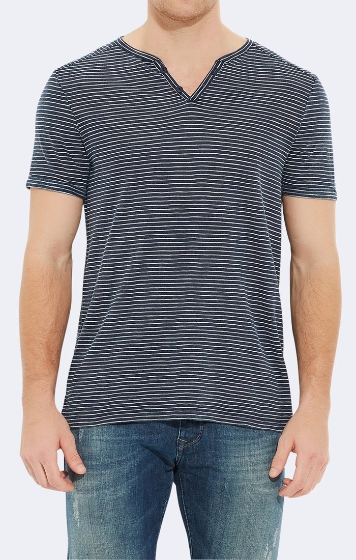 STRIPED HENLEY TEE - Mavi Jeans