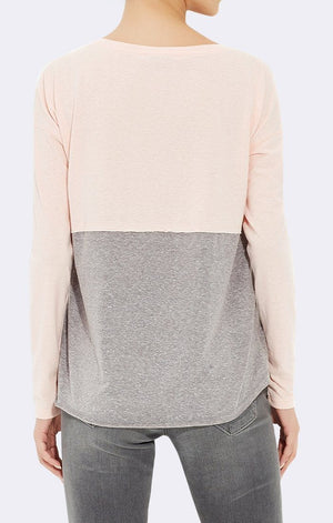 COLOR BLOCK LONG SLEEVE TOP - PINK - Mavi Jeans