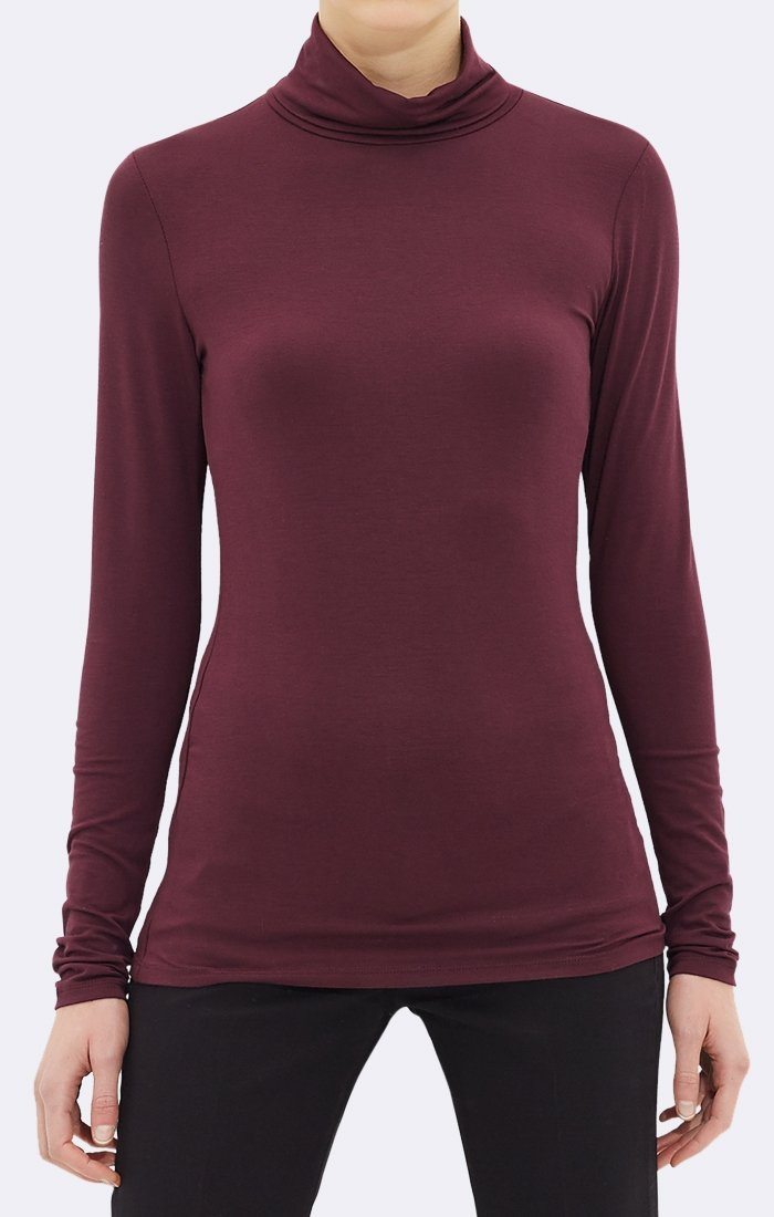 TURTLE NECK TOP - WINE - Mavi Jeans