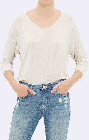 ZIP BACK TOP IN OATMEAL - Mavi Jeans