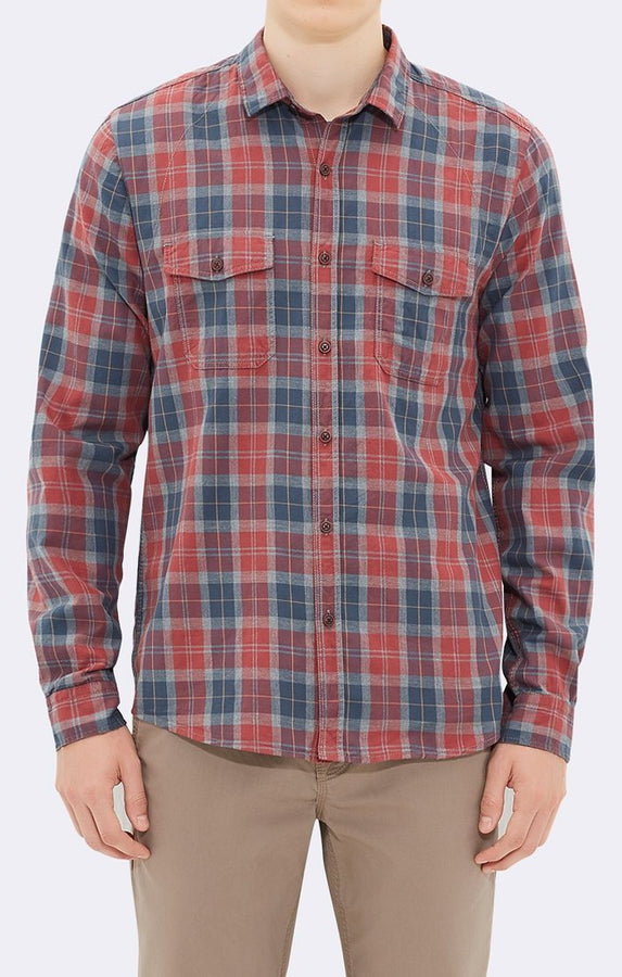 DOUBLE POCKET SHIRT IN OXBLOOD CHECK - Mavi Jeans