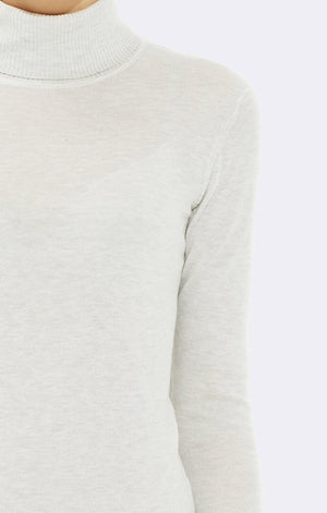 BASIC TURTLE NECK SWEATER LIGHT GREY MELANGE - Mavi Jeans