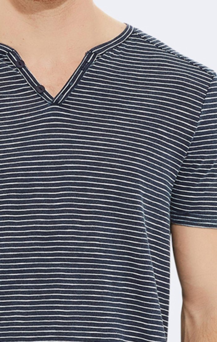 STRIPED HENLEY TEE - Mavi Jeans