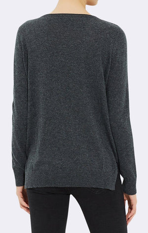 BASIC LONG SLEEVE SWEATER ANTHRACITE MELANGE - Mavi Jeans