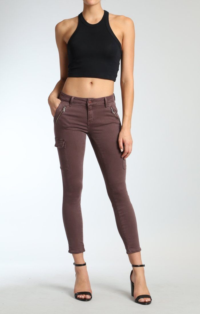 JULIETTE SKINNY CARGO IN DARK WINE TWILL - Mavi Jeans