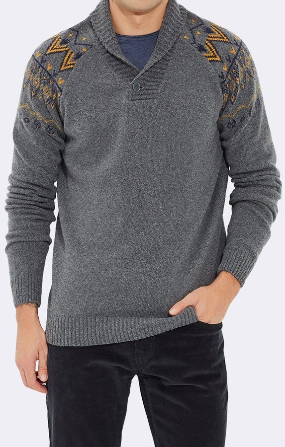 SHAWL NECK PRINT SWEATER - Mavi Jeans