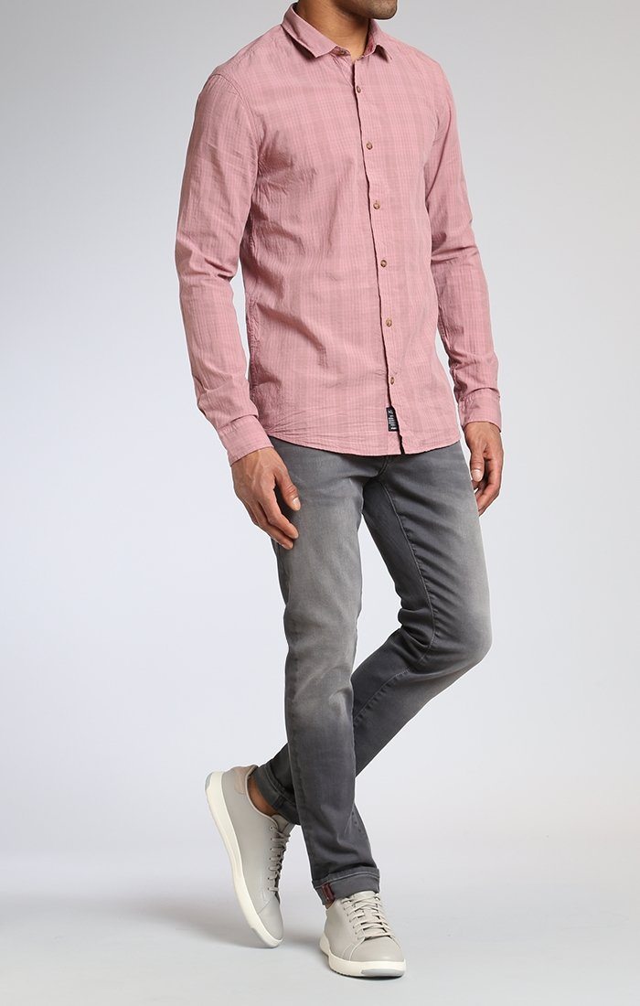 WASHED PLAID FITTED SHIRT IN RED - Mavi Jeans