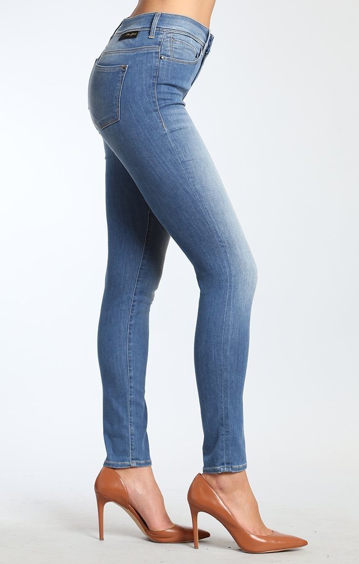 ALISSA SUPER SKINNY IN MID INDIGO GOLD FEATHER - Mavi Jeans