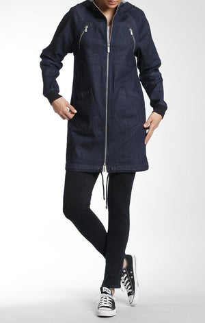 SARA HOODED JACKET IN RINSE DENIM - Mavi Jeans