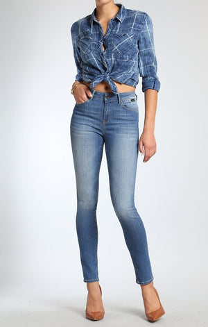 ALISSA SUPER SKINNY IN MID INDIGO GOLD FEATHER - Mavi Jeans