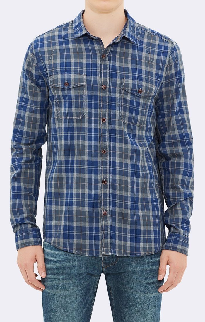 DOUBLE POCKET SHIRT IN INDIGO CHECK - Mavi Jeans