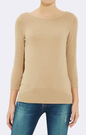 BASIC BUTTON SWEATER - CAMEL - Mavi Jeans