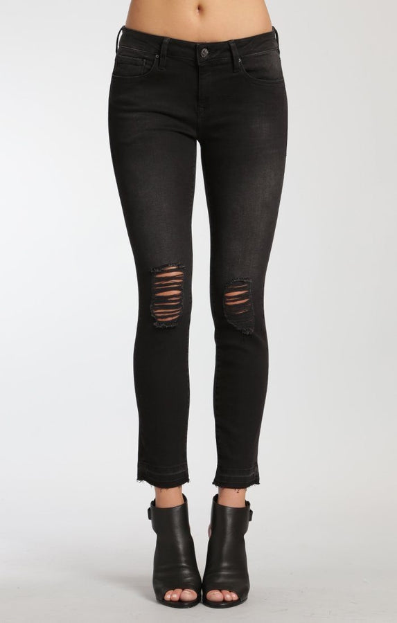 ADRIANA ANKLE SUPER SKINNY  IN BLACK DESTRUCTED TR - Mavi Jeans