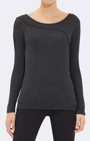 LONG SLEEVE TOP - DARK GREY - Mavi Jeans