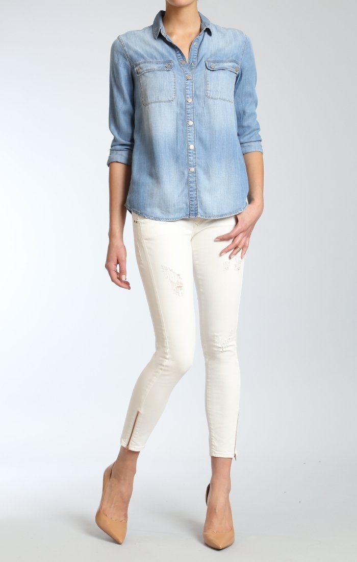 SERENITY ZIP  SKINNY  IN WHITE DESTRUCTED - Mavi Jeans