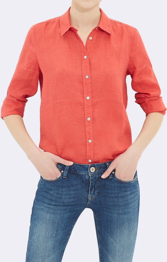 LINEN LONG SLEEVE SHIRT IN CRYSANTHEMUM - Mavi Jeans